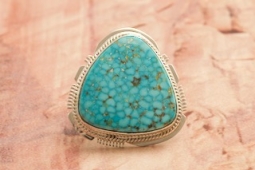 Genuine Kingman Turquoise Sterling Silver Native American Ring